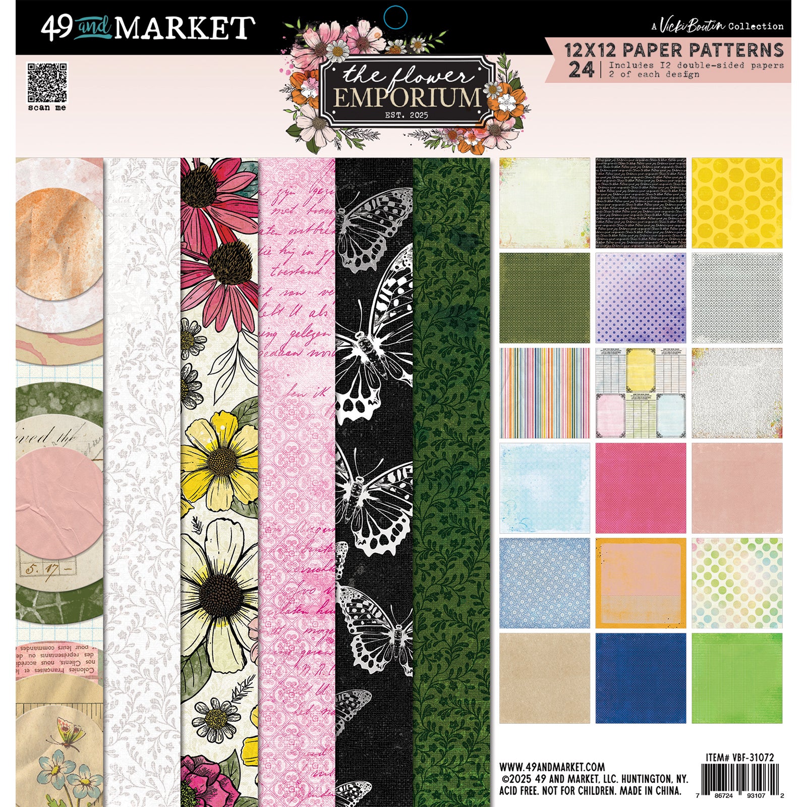 49 & Market The Flower Emporium by Vicki Boutin 12x12 Patterns Collection Pack